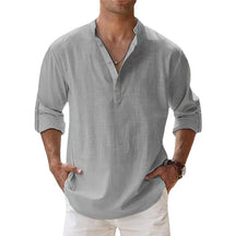 Camisa masculina de linho manga comprida
