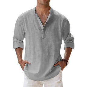 Camisa masculina de linho manga comprida