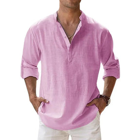 Camisa masculina de linho manga comprida