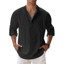 Camisa masculina de linho manga comprida