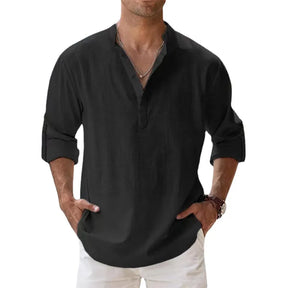 Camisa masculina de linho manga comprida