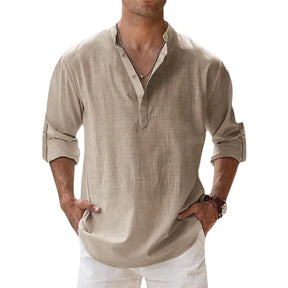 Camisa masculina de linho manga comprida