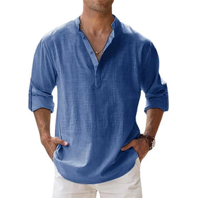 Camisa masculina de linho manga comprida