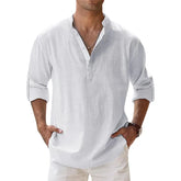 Camisa masculina de linho manga comprida
