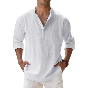 Camisa masculina de linho manga comprida