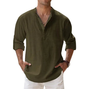 Camisa masculina de linho manga comprida