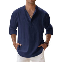 Camisa masculina de linho manga comprida