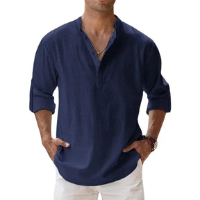 Camisa masculina de linho manga comprida