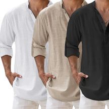 Camisa masculina de linho manga comprida